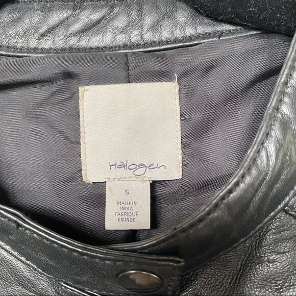 Halogen Black Leather Moto Jacket Size Small - Picture 5 of 7
